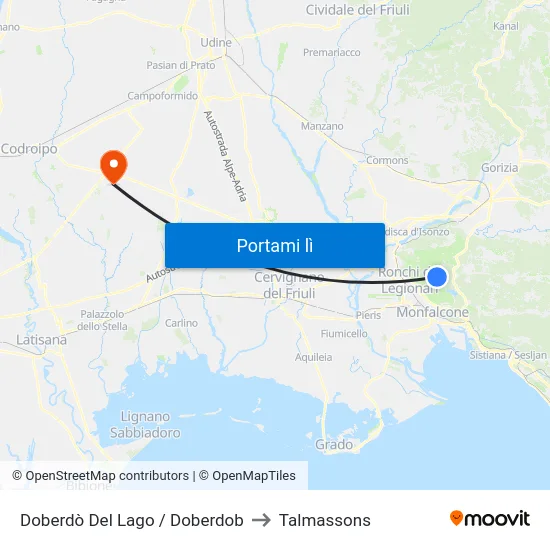 Doberdò Del Lago / Doberdob to Talmassons map