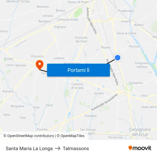 Santa Maria La Longa to Talmassons map