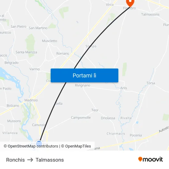 Ronchis to Talmassons map