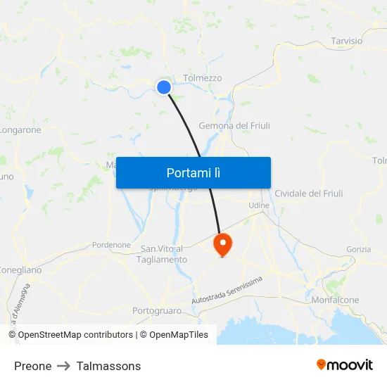 Preone to Talmassons map