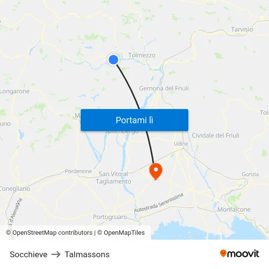 Socchieve to Talmassons map