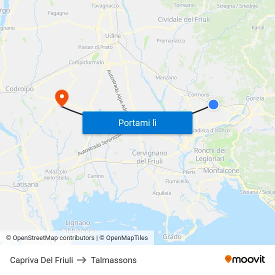 Capriva Del Friuli to Talmassons map