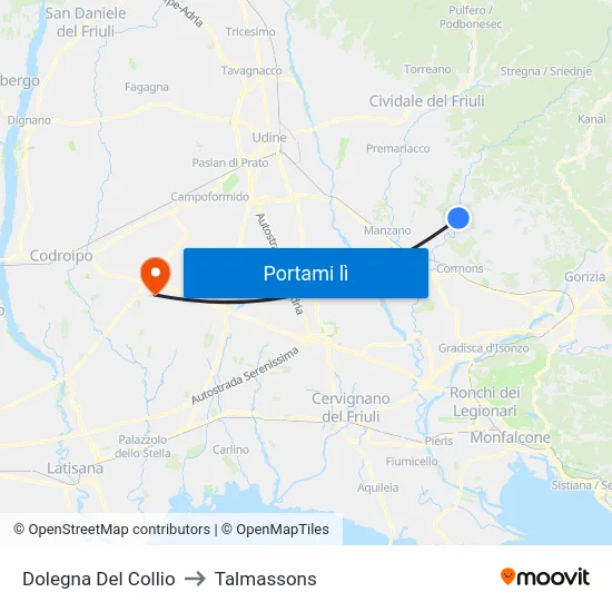 Dolegna Del Collio to Talmassons map