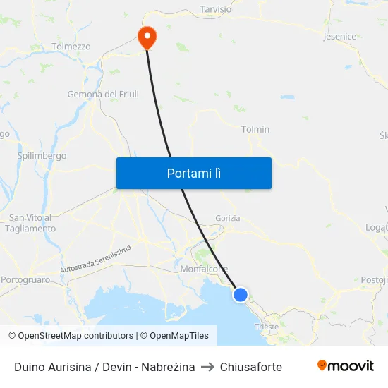 Duino Aurisina / Devin - Nabrežina to Chiusaforte map