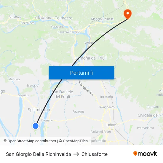 San Giorgio Della Richinvelda to Chiusaforte map
