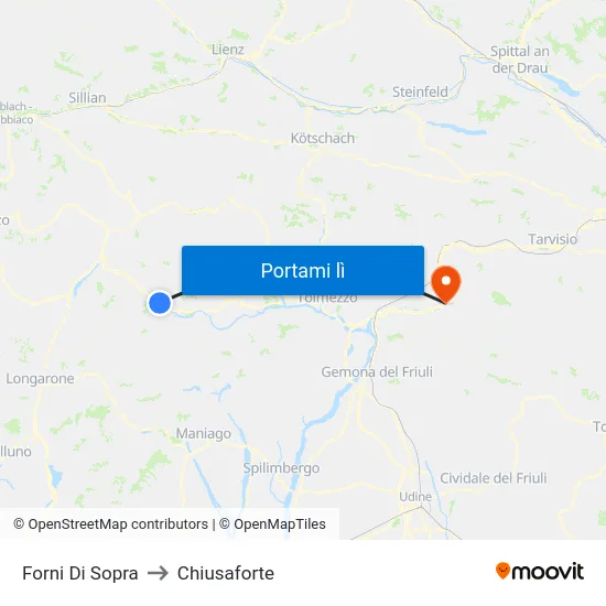 Forni Di Sopra to Chiusaforte map