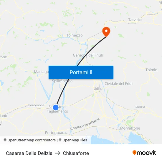 Casarsa Della Delizia to Chiusaforte map