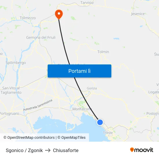 Sgonico / Zgonik to Chiusaforte map