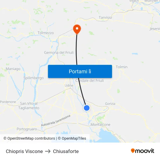 Chiopris Viscone to Chiusaforte map