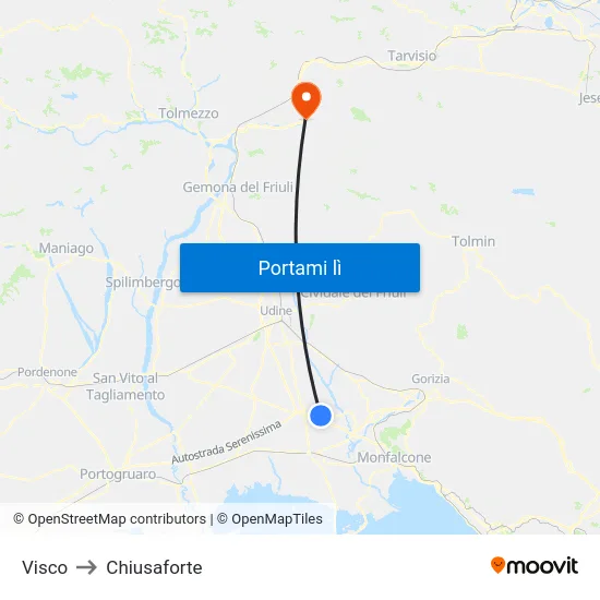 Visco to Chiusaforte map