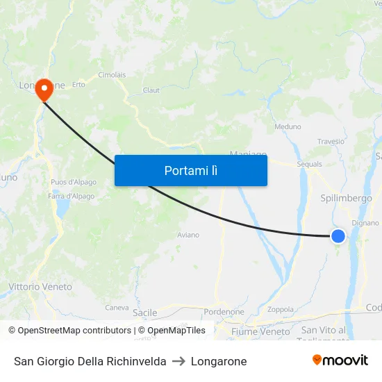 San Giorgio Della Richinvelda to Longarone map