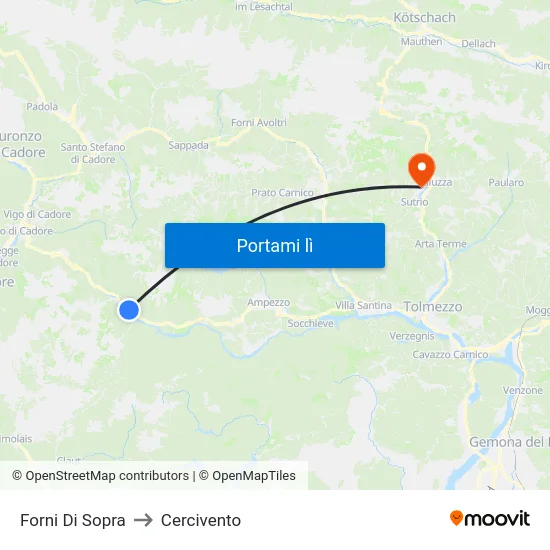 Forni Di Sopra to Cercivento map