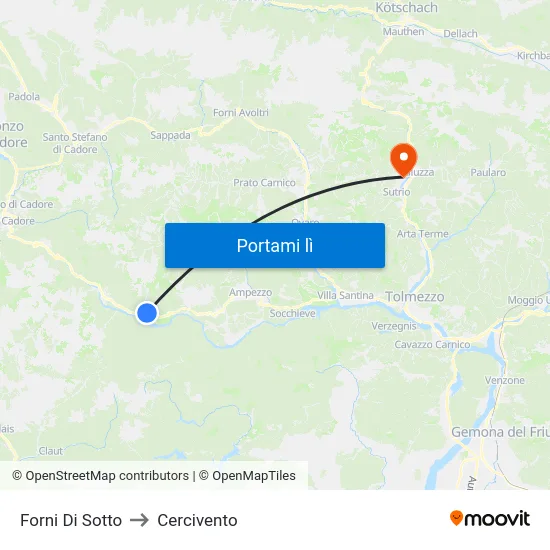 Forni Di Sotto to Cercivento map