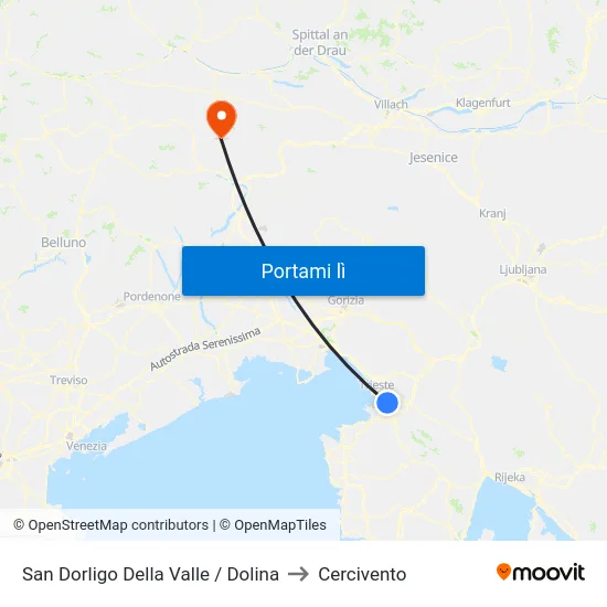 San Dorligo Della Valle / Dolina to Cercivento map
