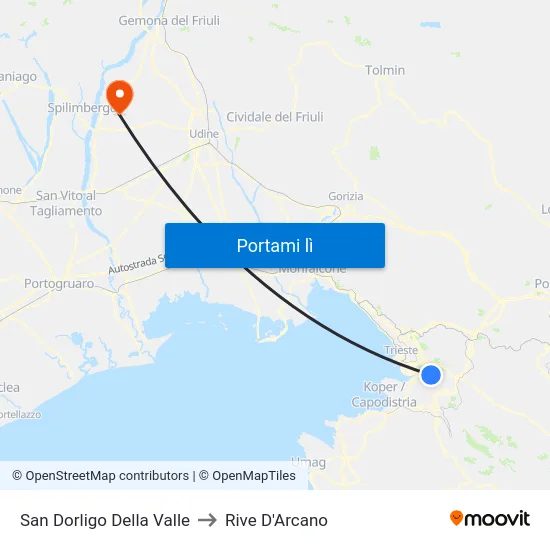 San Dorligo Della Valle to Rive D'Arcano map
