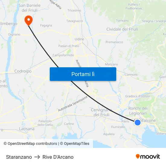 Staranzano to Rive D'Arcano map