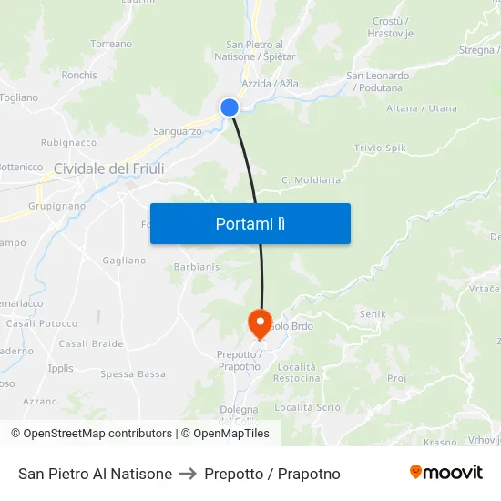 San Pietro Al Natisone to Prepotto / Prapotno map
