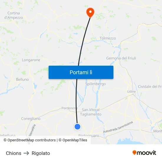 Chions to Rigolato map