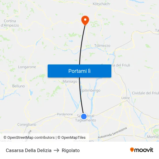 Casarsa Della Delizia to Rigolato map