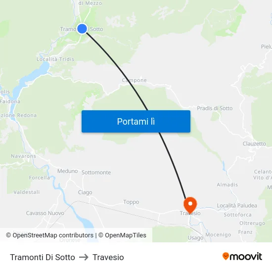 Tramonti Di Sotto to Travesio map