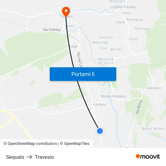 Sequals to Travesio map