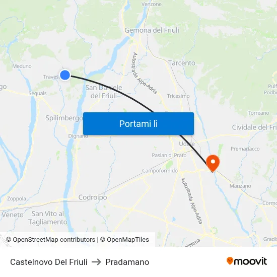 Castelnovo Del Friuli to Pradamano map