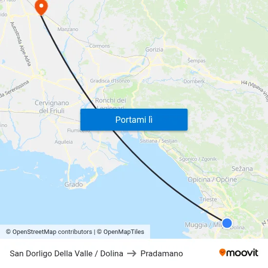 San Dorligo Della Valle / Dolina to Pradamano map