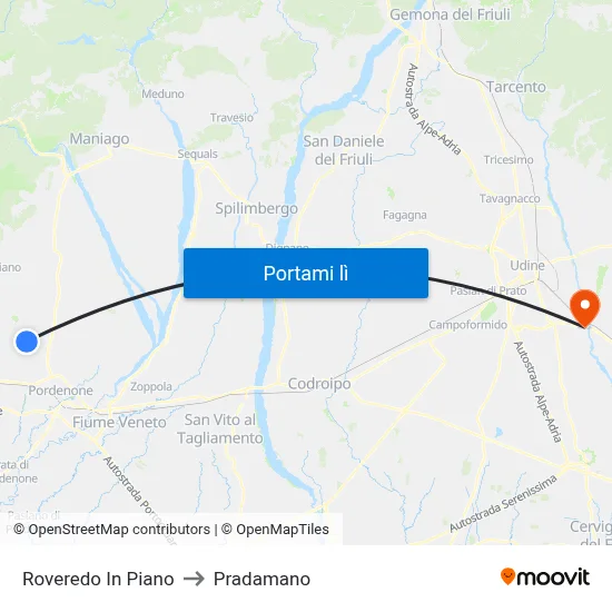 Roveredo In Piano to Pradamano map