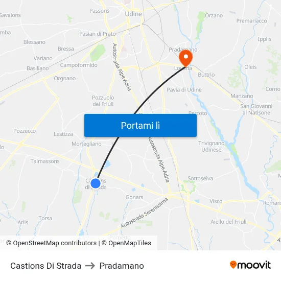 Castions Di Strada to Pradamano map