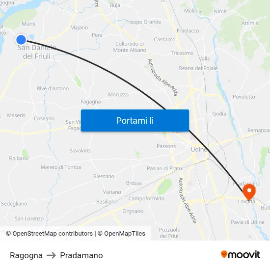 Ragogna to Pradamano map