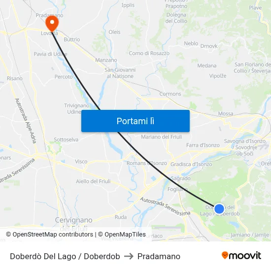 Doberdò Del Lago / Doberdob to Pradamano map