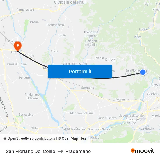 San Floriano Del Collio to Pradamano map