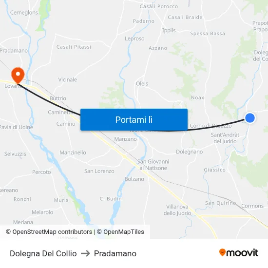 Dolegna Del Collio to Pradamano map