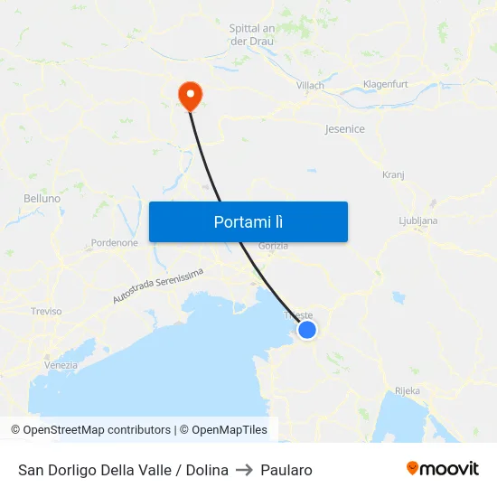 San Dorligo Della Valle / Dolina to Paularo map