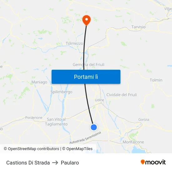 Castions Di Strada to Paularo map