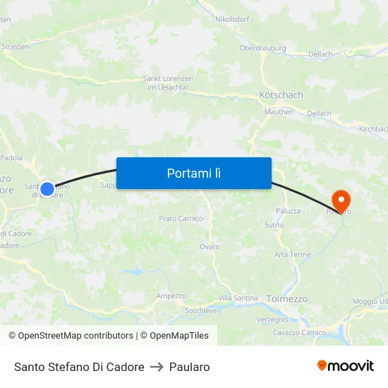 Santo Stefano Di Cadore to Paularo map