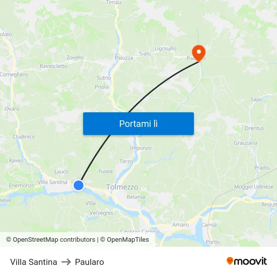 Villa Santina to Paularo map