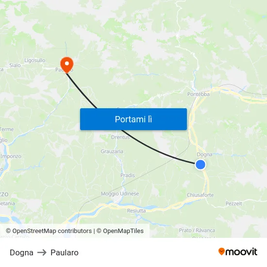 Dogna to Paularo map