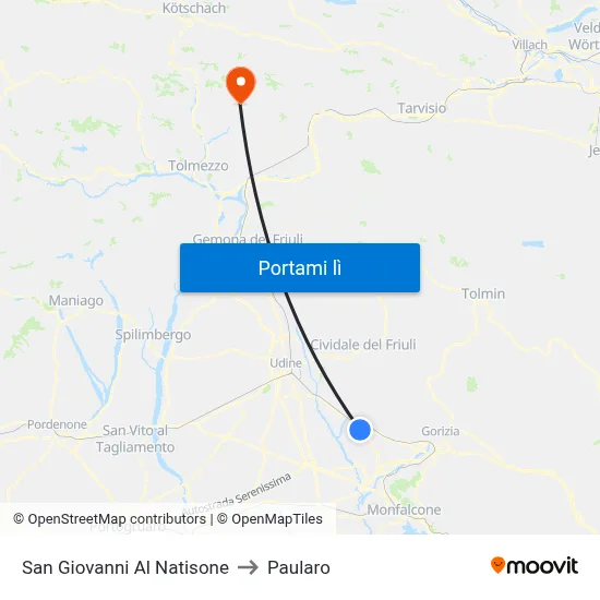 San Giovanni Al Natisone to Paularo map