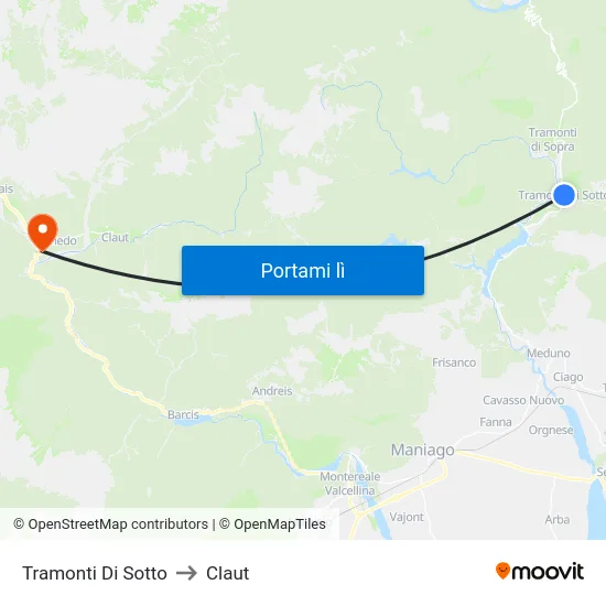 Tramonti Di Sotto to Claut map