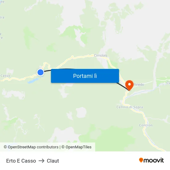 Erto E Casso to Claut map