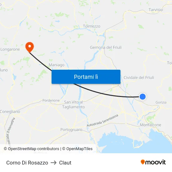 Corno Di Rosazzo to Claut map