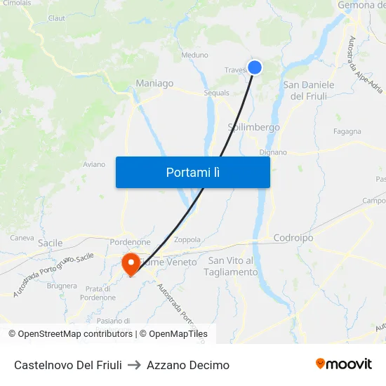 Castelnovo Del Friuli to Azzano Decimo map