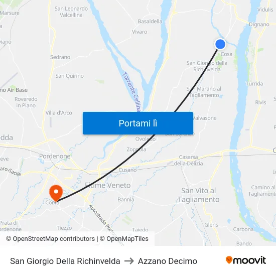 San Giorgio Della Richinvelda to Azzano Decimo map