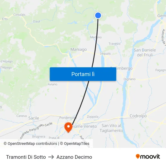 Tramonti Di Sotto to Azzano Decimo map