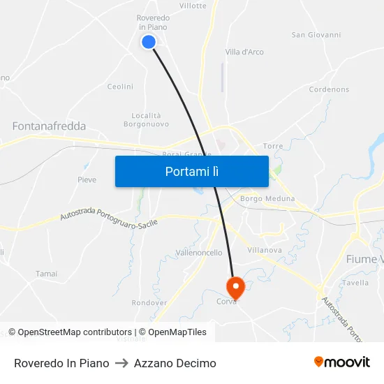 Roveredo In Piano to Azzano Decimo map