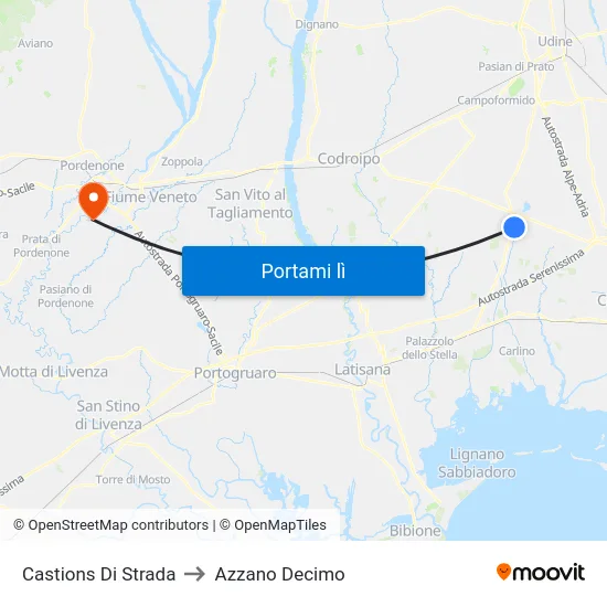 Castions Di Strada to Azzano Decimo map