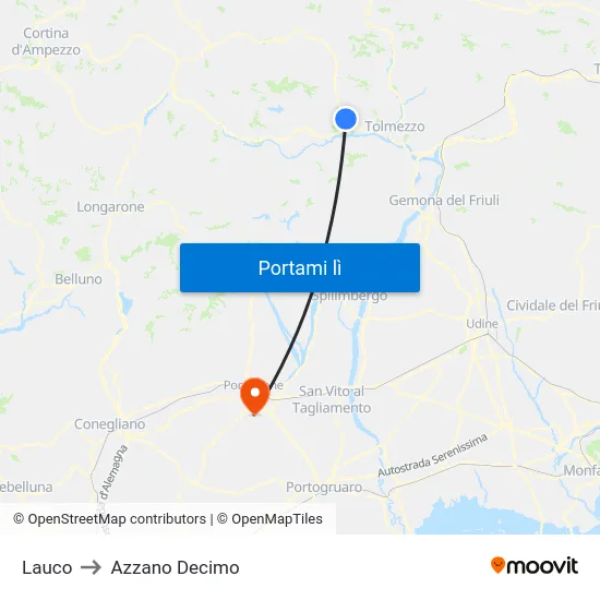 Lauco to Azzano Decimo map