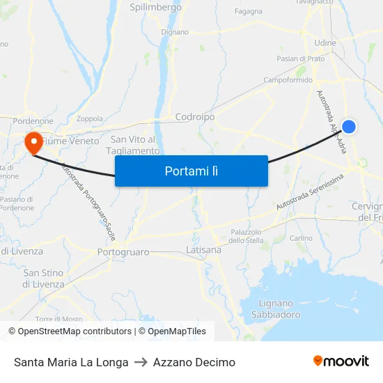 Santa Maria La Longa to Azzano Decimo map