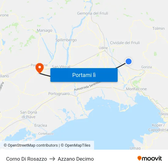 Corno Di Rosazzo to Azzano Decimo map